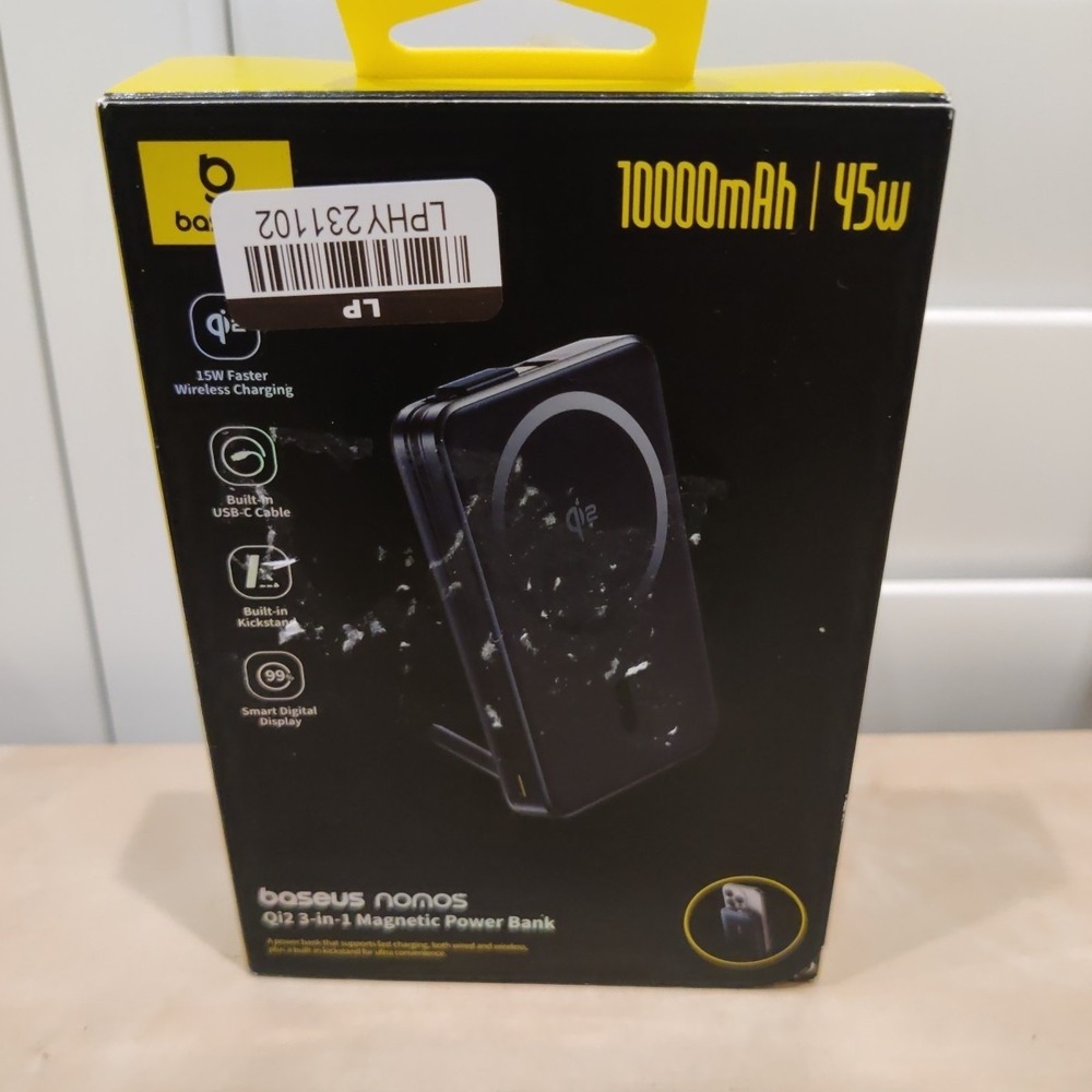 Baseus Nomos Qi2 45W 10000mAh Magnetic Power Bank with Built-In USB-C Cable